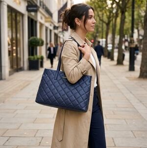 Valentino  Ocarina Tote Navy Quilted  Bag